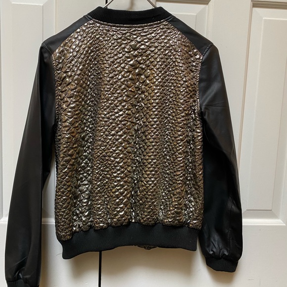 Metallic faux-leather bomber - Picture 3 of 4
